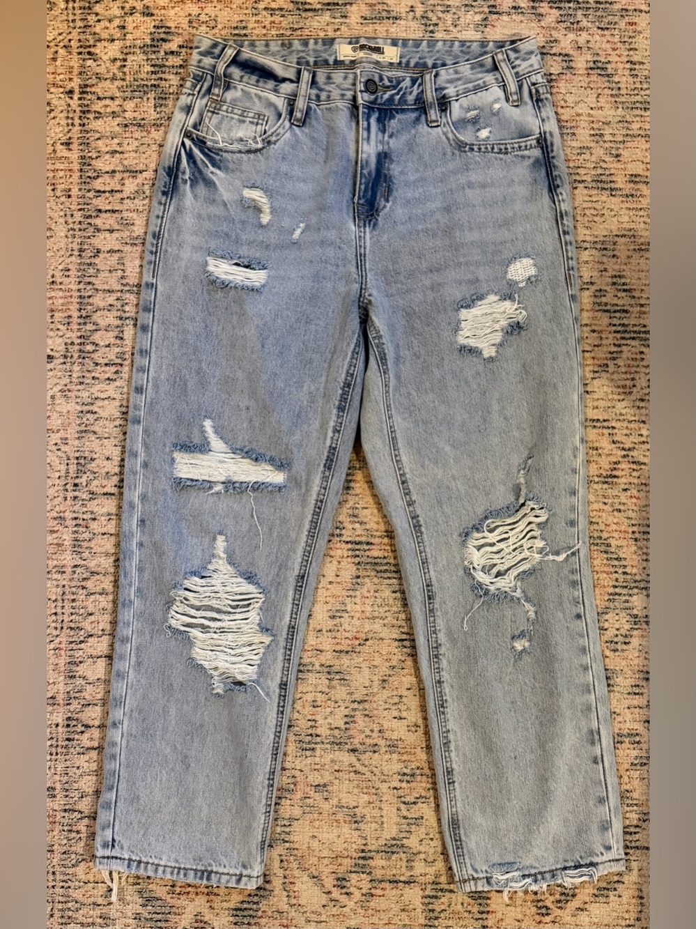 Distressed Light Blue Straight-Leg Women’s Jeans